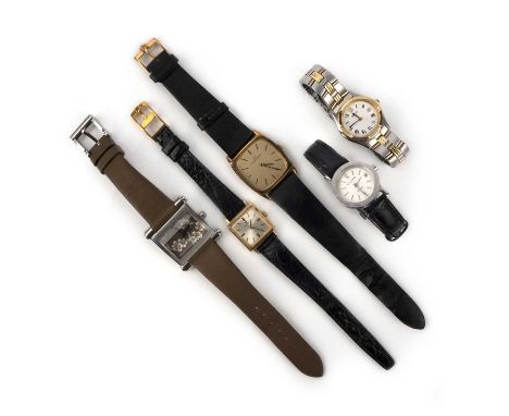 A collection of five lady's watches including a gold watch by Omega, comprising: a 'Bulgari Bulgari' watch by Bulgari, ref.BB