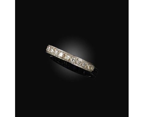 No reserve - A diamond eternity ring, mid 20th century, of full eternity design, set in the round with single-cut diamonds, m