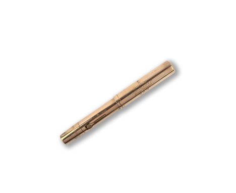 Waterman, a gold fountain pen, circa 1940, inscribed 'To Lady Mairi, from friends at Mount Stewart, 10.12. 40', length 11.3cm
