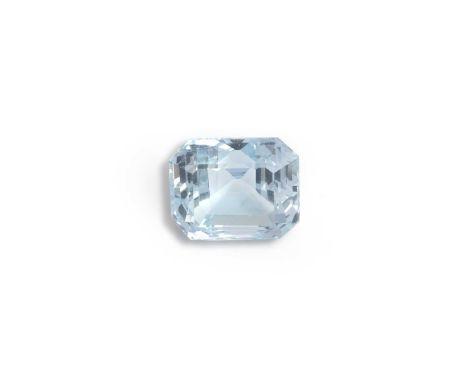 A loose aquamarine, the step-cut aquamarine weighing 36.00 carats