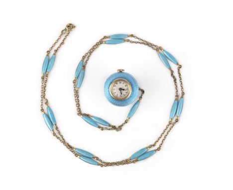 An Edwardian spherical silver watch and chain, the ball watch with Arabic numerals, blued steel hands, manual winding, the ca