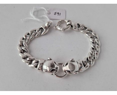 A silver panther link bracelet 7.5 inch 19.1 gms