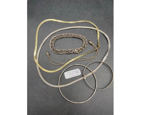 Two silver necklaces two silver bracelets  