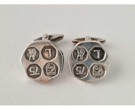 A large pair of hallmarked silver cufflinks 18 gms