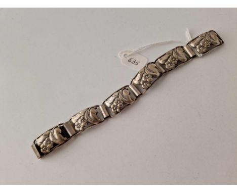 A vintage Danish silver panel bracelet 7 inch