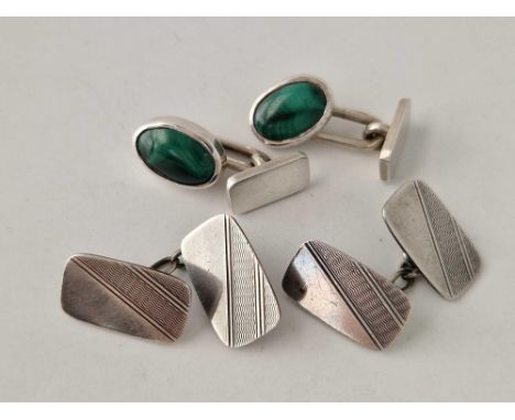 Two pairs silver cufflinks