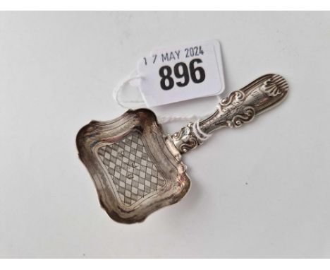An attractive George III caddy spoon with decorative bowl and handle, Birmingham 1817 by IB?