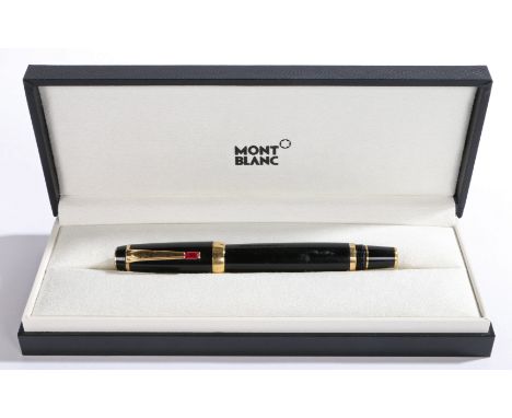 A Montblanc Boheme Rouge ballpoint pen, the polished black body with gilt mounts and red paste set clip, housed in original i