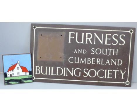 A Furness and South Cumberland Building Society bronze plaque, 36cm x 20cm