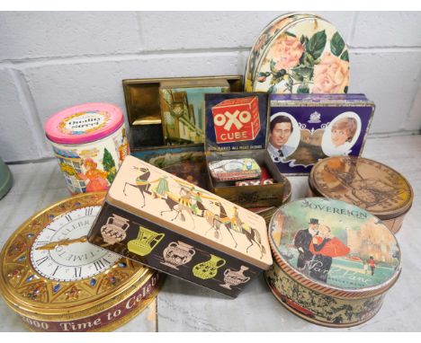 Two boxes of vintage tins **PLEASE NOTE THIS LOT IS NOT ELIGIBLE FOR IN-HOUSE POSTING AND PACKING** 