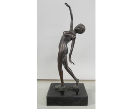 A 20th century Art Deco style bronze nude on a marble plinth, after Noke, 28cm