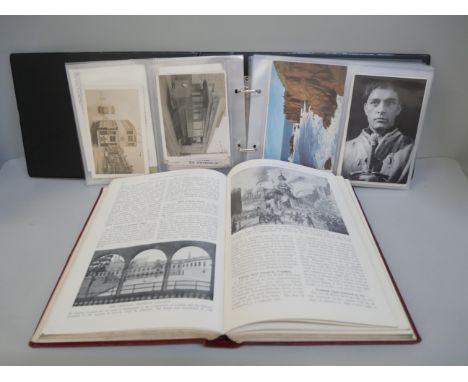 A collection of postcards including vintage, locomotives, comic postcards, Richard Burton, etc., together with a book The Won