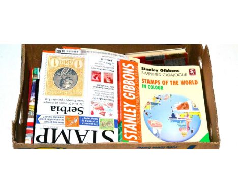 A Quantity of catalogues and books. Includes Dictionary of Stamps by James A Mackay, Stamps & Stamp Collecting, Beginners Boo
