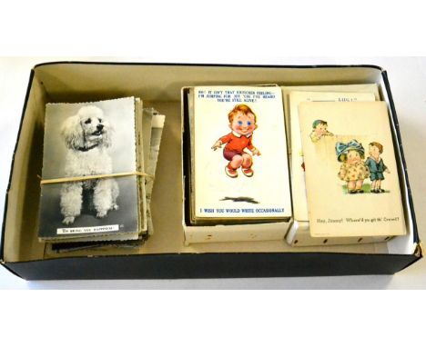 Over One Hundred mixed British topographical mainly vintage cards. Includes Lord Postman's Hounds at Hanford Manor, hold to l