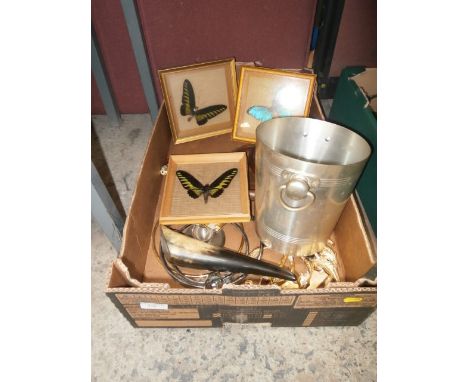 box inc wooden trinket box and framed butterflies