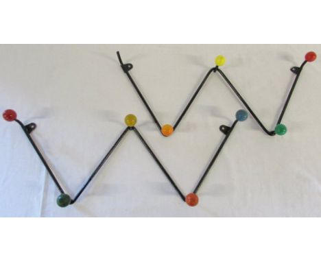 2 retro atomic 'zigzag' coat racks (beads sets - one wooden, one plastic)