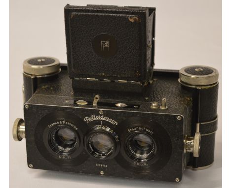 A rare Franke & Heidecke Rolleidoscop Stereo Camera with Carl Zeiss Jena Tessar lenses and central Carl Zeiss Jena Sucher-Tri