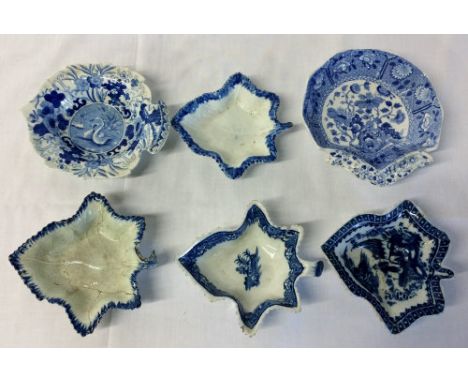 4 late 18th/early 19th century leaf dishes (2AF), Spode transfer print dish & one other