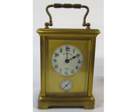French brass carriage clock F Lepauvre Rouen H 11 cm (excluding handle)