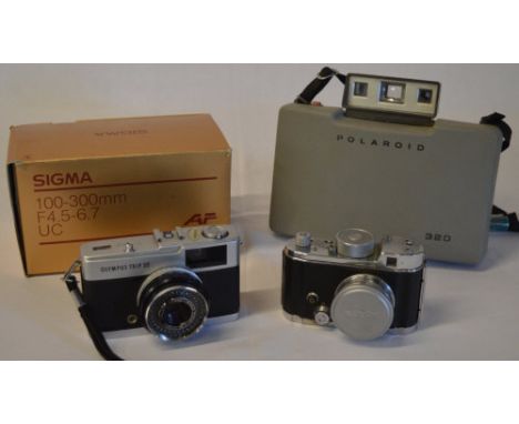 Sigma lens, Polaroid camera, Olympus Trip 35 etc