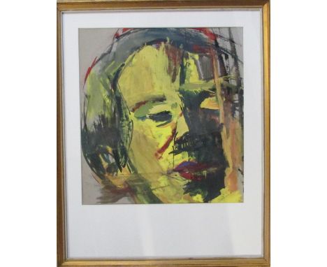 Watercolour and gouache impressionist portrait painting by D R Adamson from Winchester School of Art signed and dated 62' in 