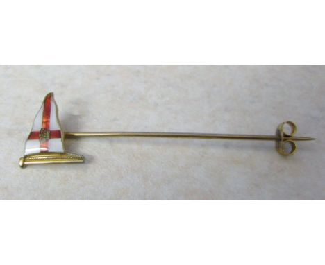 9ct gold and enamel burgee for Royal yacht squadron stick pin weight 1.8 g