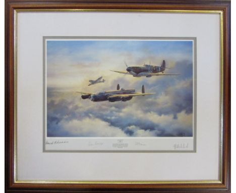 Limited edition print by Jim Mitchell 'Safe Escort' 50th anniversary tribute to The Lancaster Bomber no 20/300 signed and num