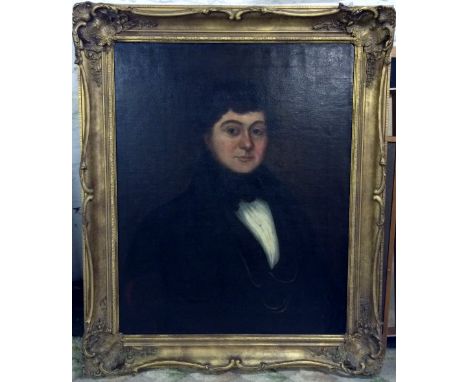 Ornate gilt frame Victorian oil on canvas portrait of a young man 92cm by 122cm