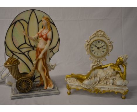 Art Nouveau style modern table lamp and a modern clock