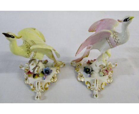 2 Royal Crown Derby 'Chelsea Bird' figures with pink stamp &amp; green stamp