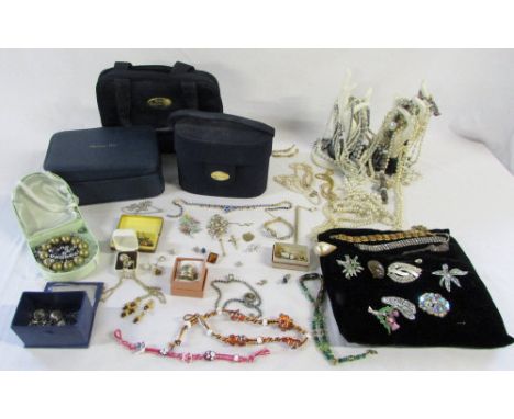 Quantity of costume jewellery, pearls & Christian Dior cases