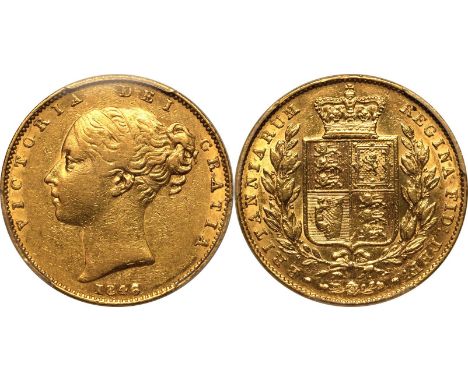 UNITED KINGDOM. Victoria, 1837-1901. Gold sovereign, 1846. London. Roman I. First young head of Victoria facing left, hair ti