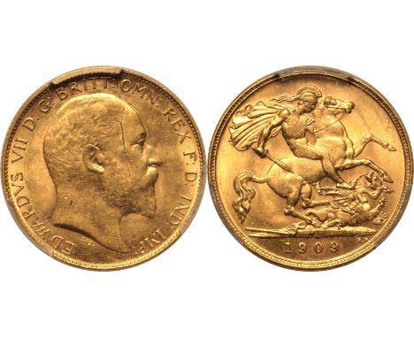 AUSTRALIA. Edward VII, 1901-10. Gold half-sovereign, 1909 M. Melbourne. Bare head right; De S. below; EDWARDVS VII D: G: BRIT