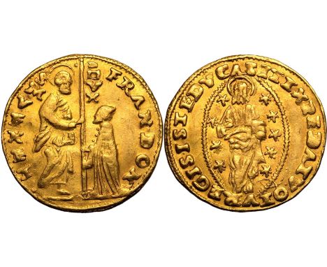 ITALIAN STATES. VENEZIA (VENICE, REPUBLIC). Francesco Donà (Doge LXXIX), 1545-1553. Gold ducat, 1545-1553. Obv:  FRAN• DON S•