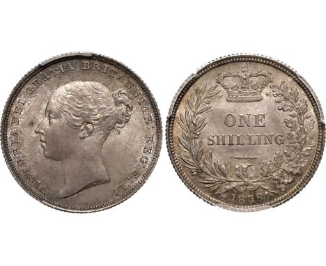 UNITED KINGDOM. Victoria, 1837-1901. Silver shilling, 1838. Royal Mint. First, young head of Victoria facing left, WW on trun