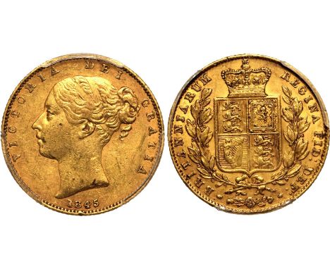 UNITED KINGDOM. Victoria, 1837-1901. Gold sovereign, 1845. London. Roman I. First young head of Victoria facing left, hair ti