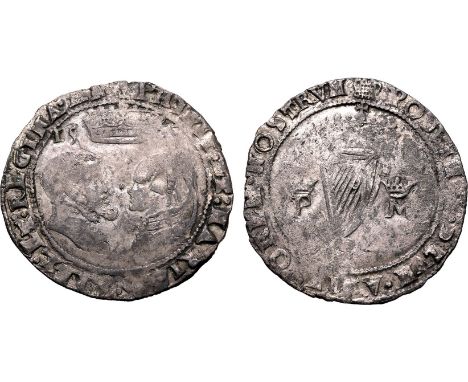 IRELAND. Philip &amp; Mary, 1554-58. Silver groat, 1555. London Mint. Facing, bareheaded busts of Philip and Mary, a crown ab