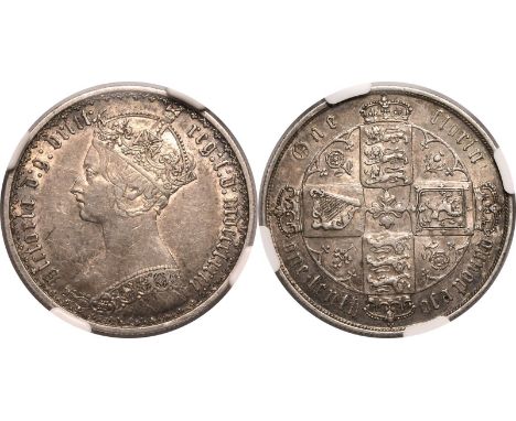 UNITED KINGDOM. Victoria, 1837-1901. Silver florin, 1873. Royal Mint. Crowned 'Gothic' head of Queen Victoria left, dress dec