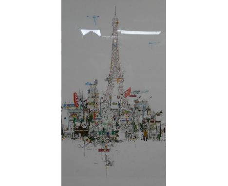 Laura Jordan, coloured lithograph, Paris, 3 from an edition of 75, signed and numbered with artist's impressed mark. H.176 W.