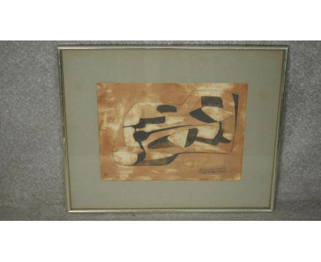 A framed and glazed print, Design for Polyester, numbered and signed and dated Anthony Weller to the reverse. W.50 H.42cm 