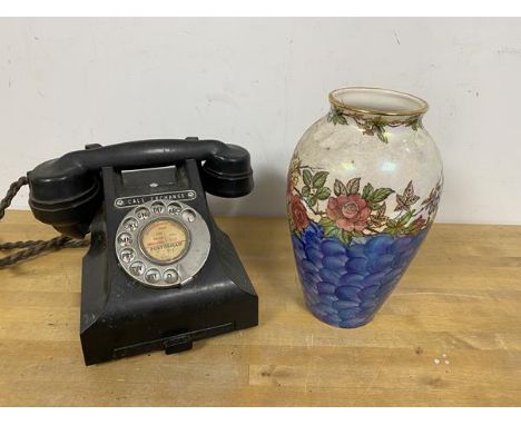 A 1930s/40s Rotary telephone, the dial inscribed Portobello and a Maling vase of baluster form (22cm)