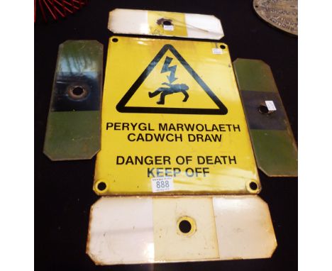 ENAMEL SIGNS. Enamel signs including Danger of Death sign