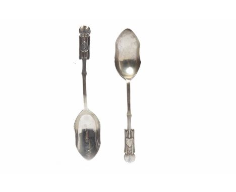 TWO LIBERTY & CO. ART NOUVEAU SILVER GRAPEFRUIT SPOONSmaker Liberty & Co. Ltd., Birmingham 1933, designed by Archibald Knox, 
