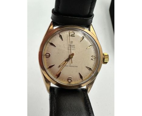 A 1960's Tudor Oyster Royal gold plated wristwatch. KB 20 marked to case. Rolex case. Case: 33mm. Back of case marked 325887.