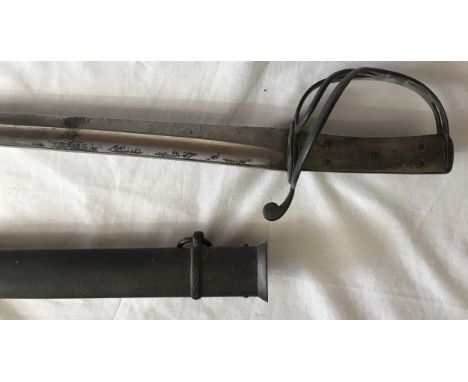 A rare British 1853 pattern cavalry officer's sword with unusual Shagreen grip, with original steel and scabbard, blade 87cm.