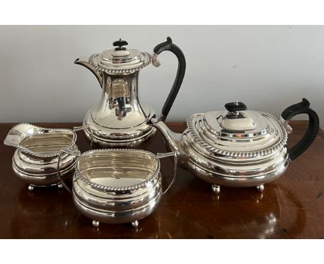 Four piece silver tea service Sheffield 1926/1928, maker R &amp; W Sorley. Total weight 1915gms. 