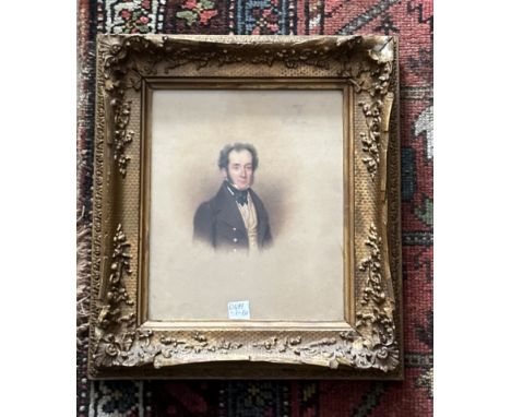 A 19thC watercolour portrait of a gentleman 23 x 19cm.