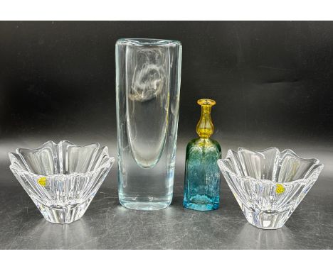 A collection of Swedish glass to include a Kosta Boda Antikva bottle 47834 designed by Bertil Vallien and engraved to base 16