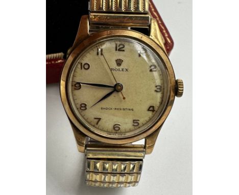 A 9ct gold Rolex gentleman's wristwatch. C.1946 Birmingham with original Speidel strap. Engraved to back Mother & Father JBS 