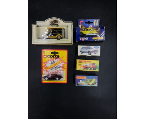 A collection of boxed toy cars to include Matchbox Rescue Hovercraft superfast and Freeway gas Tanker, Corgi Citroen 2CV, For